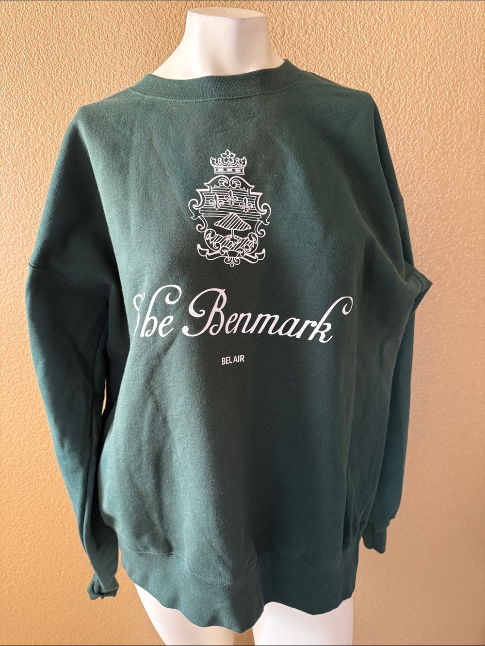 Hanes Men's Forest Green Crewneck Sweatshirt with White Crest